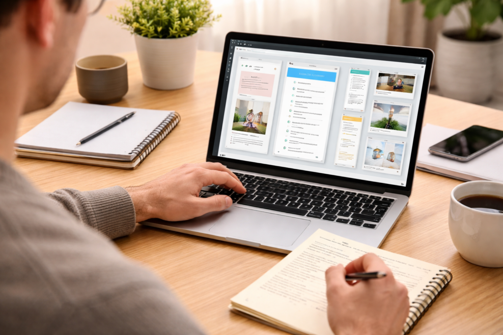 como criar produtos digitais com ia em ambiente de trabalho organizado