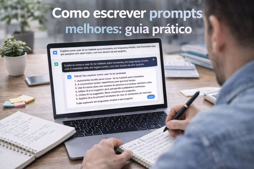 como escrever prompts melhores em ambiente organizado com notebook e anotações