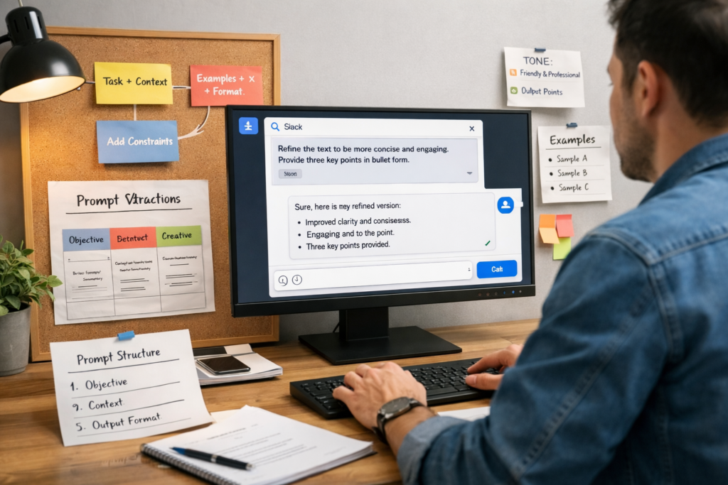 como escrever prompts que realmente funcionam em cena moderna com interface de ia