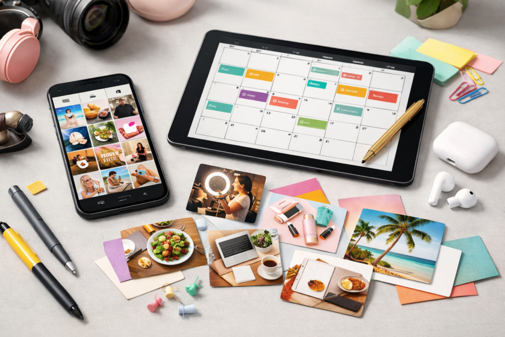 como usar ia para criar conteúdo para redes sociais em composição criativa com dispositivos