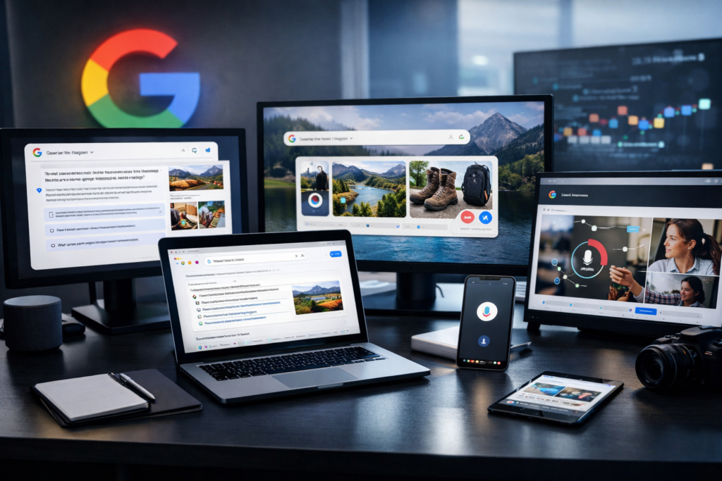 google está mudando a busca em composição moderna com telas e pesquisa com ia