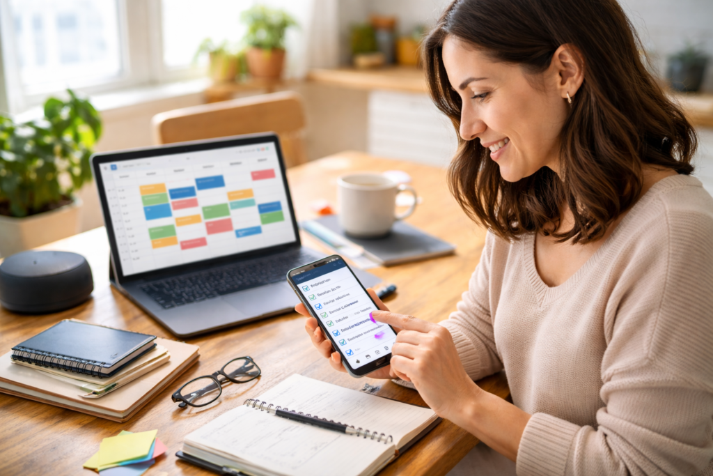 tecnologia útil para a vida real com celular e organização digital